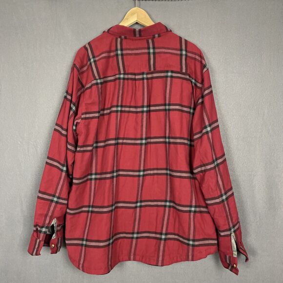 COLUMBIA Shirt Mens XL Red Plaid Fleece Lined Button Up Shacket Workwear Camping - Picture 5 of 11